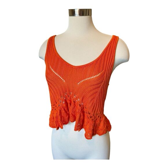 N2 Beach Riot Leigh Crochet Top Coverup Sunshine Haze Orange Sz L NWT - Picture 4 of 9